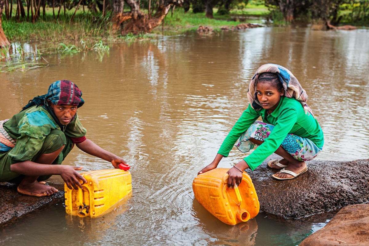 Children smiling with clean water